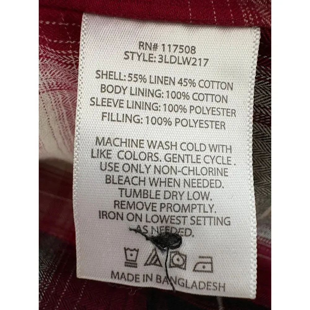 Levis Linen Cotton Shacket Mens Size XL Workwear Utility Plaid Cotton Lining